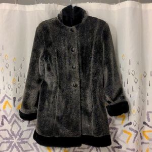 Copper Key Girls Gray and Black Hooded Faux Fur Coat, XL